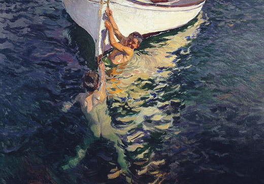 Joaquín Sorolla, El bote blanco. Jávea, Óleo sobre lienzo, 105 x 150 cm. 1905. Colección particular