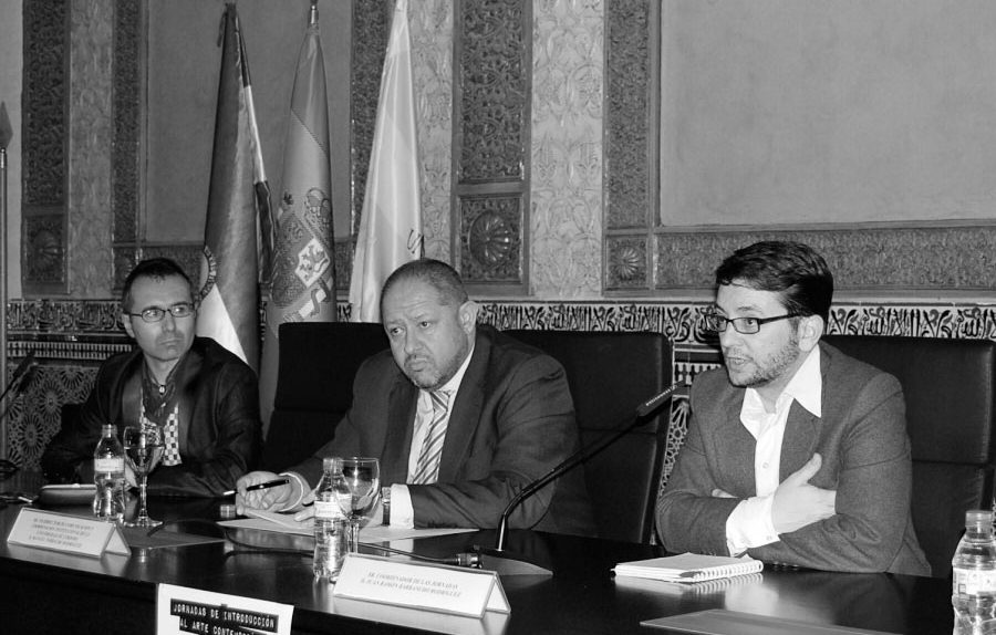 Octavio Salazar, Manuel Torralbo y Juan Ramón Barbancho en la inauguración . Jornadas de Introducción al Arte Contemporáneo