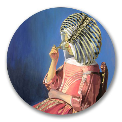 Ángeles Agrela. La jarra de vino - Vermeer, 2011. Óleo sobre tabla, 120 x 120 cm